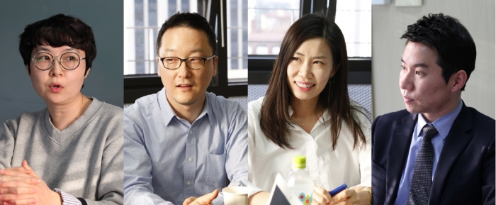 (왼쪽부터)한현정 SKT 매니저, 현석 CJ 부장, 박선희 한국코카콜라 차장, 오원택 한화 과장.