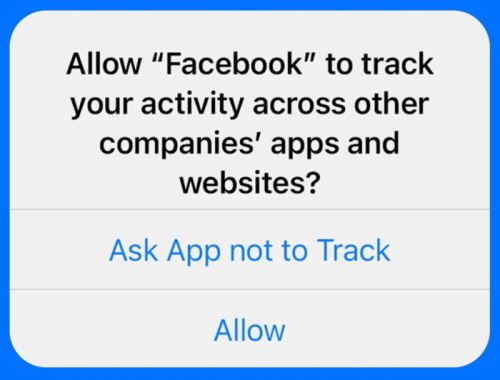 애플의 iOS14는 사용자들에게 페이스북의 앱과 인터넷 사용기록 추적을 허용할 것인지 묻는다.