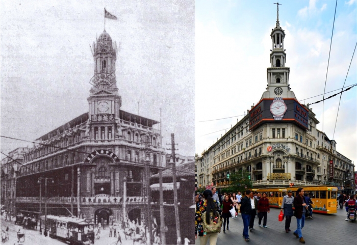1917년에 창립한 상하이 남경로 선시 백화점의 과거(좌)와 현재(우) 모습