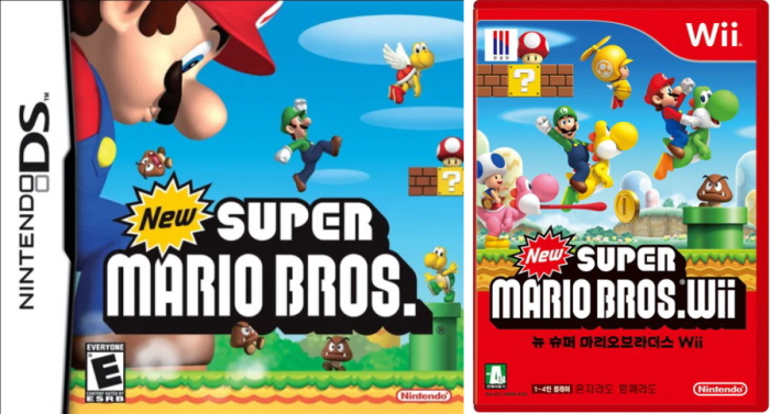 Novo Super Mário Bros.  2006 (esquerda) e 2009